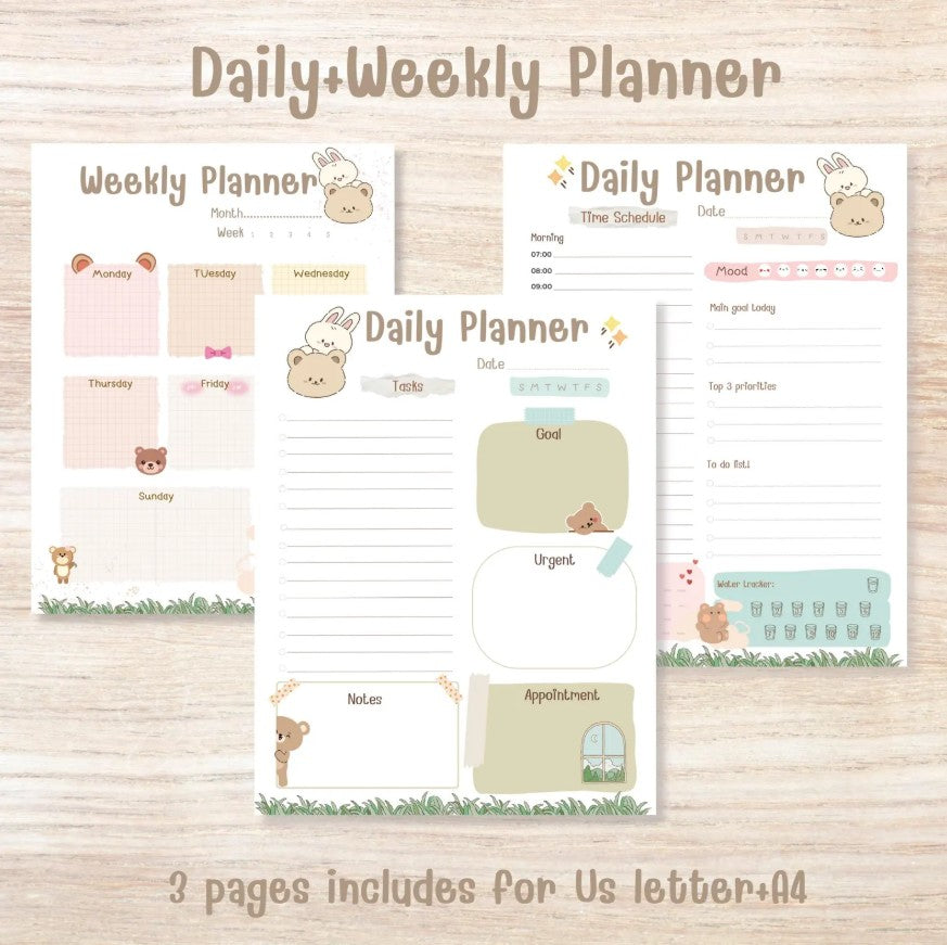 Kawaii Bunny Bear Planner